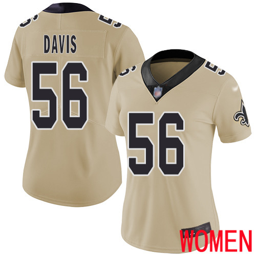 New Orleans Saints Limited Gold Women DeMario Davis Jersey NFL Football #56 Inverted Legend Jersey->women nfl jersey->Women Jersey